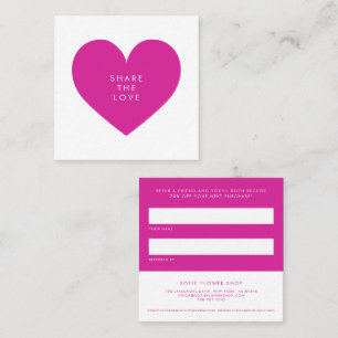 Cartão De Indicação Magenta Heart Minimalist compartilha o negócio do 