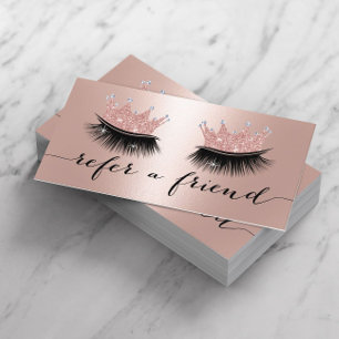 Cartão De Indicação Makeup Artist Crown Lashes Rosa Dourado Referencia
