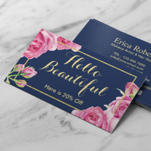 Cartão De Indicação Makeup Artist Hair Salon Vintage Remerência Floral