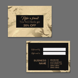 Cartão De Indicação Mármore preto e ouro de luxo e leguminoso