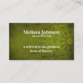 Cartão De Indicação Meditação de Yoga Verde-Escuro Mandala Reflete um