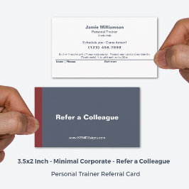 Cartão De Indicação Mínimo Consulte a Cinza branca de um colega vermel