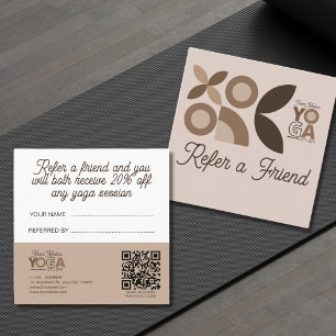Cartão De Indicação Modern Beige Brown Pattern Yoga Studio