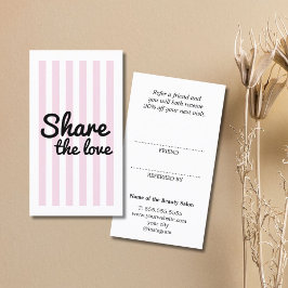 Cartão De Indicação Modern Cool Pink Stripes Black Bold Salon