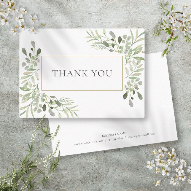 Cartão De Indicação Modern Greenery Floral Business Obrigado (Modern Greenery Floral Business Thank You Referral Card)