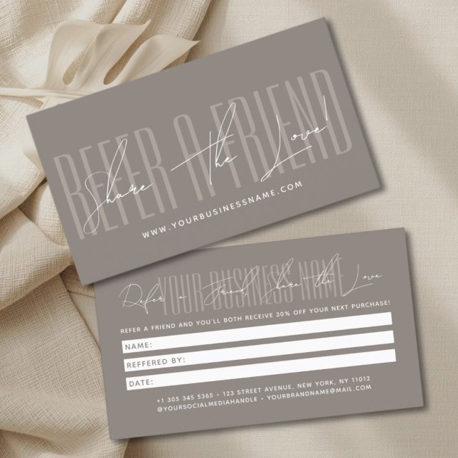 Cartão De Indicação Modern script typography share the love (Criador carregado)