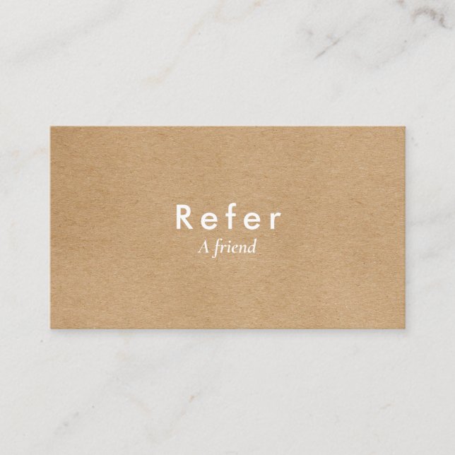 Cartão De Indicação Moderno Minimalista Rustic Kraft (Frente)