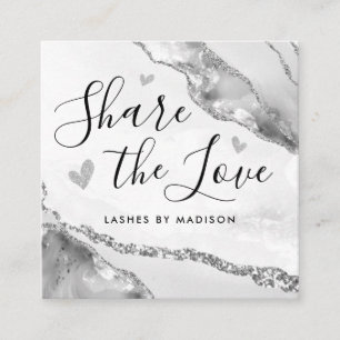 Cartão De Indicação Monograma Chic da Gliter de Cinzas prateadas