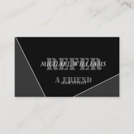 Cartão De Indicação Monograma Preto Cinza Artístico Moderno Personaliz