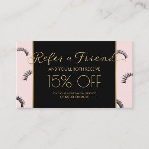 Cartão De Indicação Muitas barras de Lash Salon rosa/preto/Dourado ref