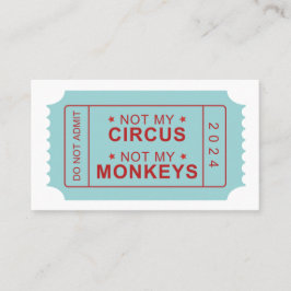 Cartão De Indicação Não Meu Circo, Não Meu Cartão Lembrete De Macacos