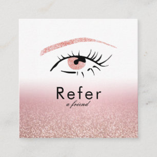 Cartão De Indicação Olhos Pestanas Sobrancelhas Brilho Dourado Rosa