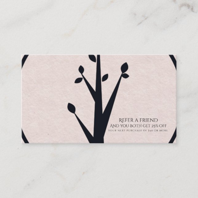 Cartão De Indicação Pequena Árvore Rústica Natureza Orgânica Reflita A (Frente)