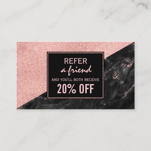 Cartão De Indicação Personalizado de Salão de Bela do Marble Dourado c (Frente)