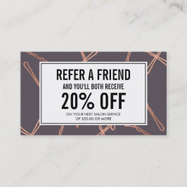 Cartão De Indicação Pinos de Bobby Dourado de Rosa Chic no Cartão de R