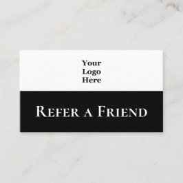Cartão De Indicação Preto e branco simples Seu logotipo aqui Consulte