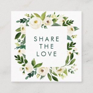 Cartão De Indicação Quadro floral branco da aguarela romântica