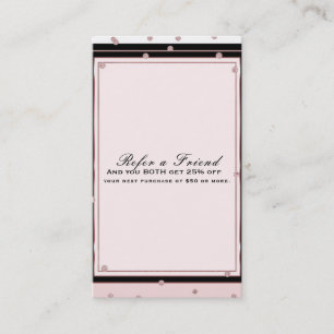 Cartão De Indicação Rosa Blush Dourado Elegante Moderno Indique um Ami