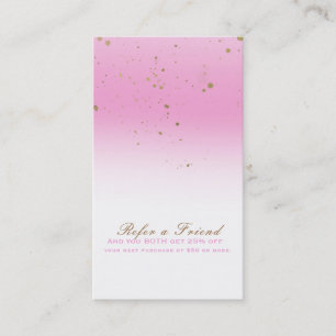 Cartão De Indicação Rosa e Dourado Glamour Moderno Chic Indique um Ami