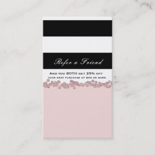 Cartão De Indicação Roxo Preto Branco Rosa Dourado Indique um Amigo