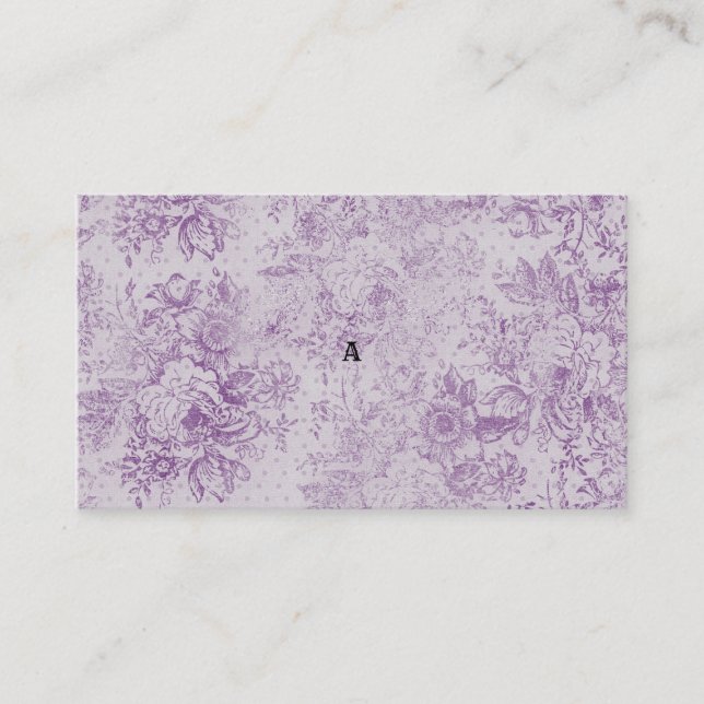 Cartão De Indicação roxo rústico, chique, flores de lavanda pálidas, (Frente)