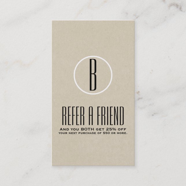 Cartão De Indicação Rustic Kraft Marrom Mínimo Indique um Amigo Referê (Frente)