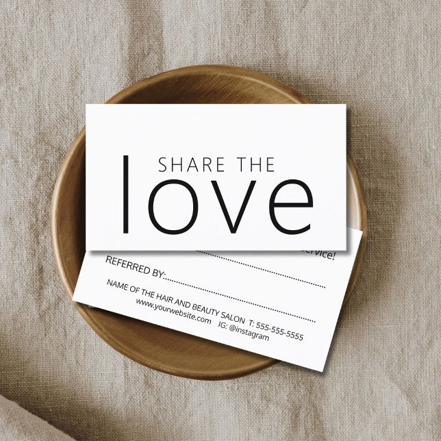 Cartão De Indicação Salão branco preto mínimo Legal e preto (Criador carregado)