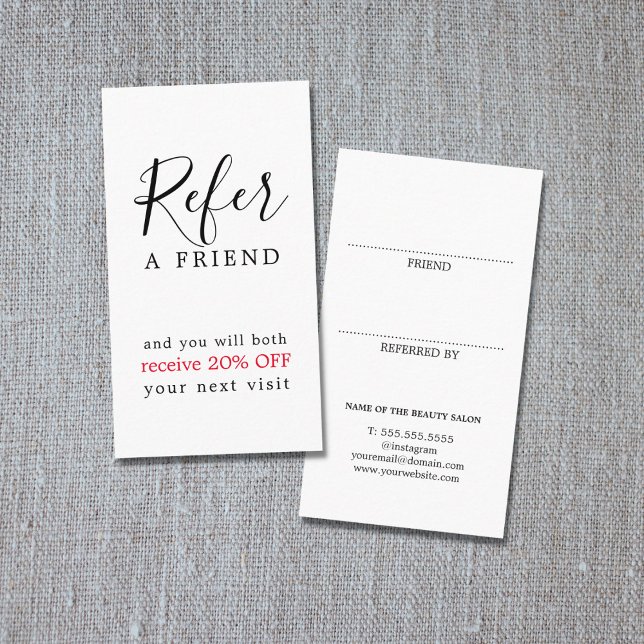 Cartão De Indicação Salão de Bela Negra Negra Negra Moderna (Criador carregado)