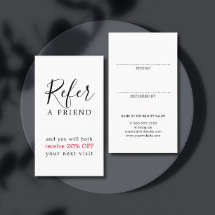 Cartão De Indicação Salão de Beleza Negra Negra Negra Moderna