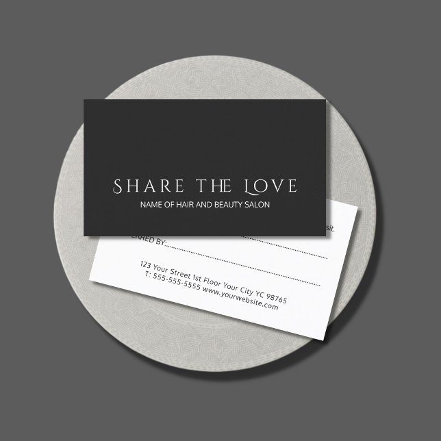 Cartão De Indicação Salão Simples Elegante de Bela Branca Preta (Criador carregado)