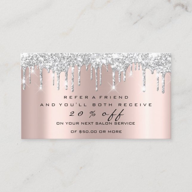 Cartão De Indicação Salon Reference Card Silver Makeup Lashes Unhas Wa (Frente)