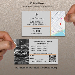 Cartão De Indicação Serviços B2B sofisticados Cinza de código QR