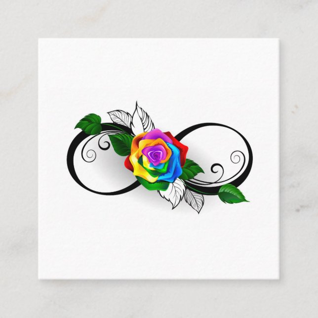 Cartão De Indicação Símbolo Infinito com Rosa do Arco-Íris (Frente)