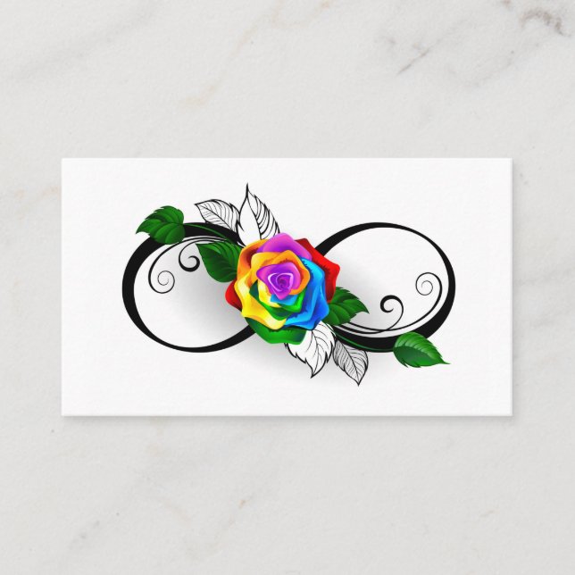 Cartão De Indicação Símbolo Infinito com Rosa do Arco-Íris (Frente)