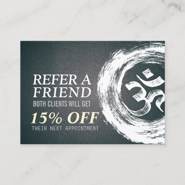 Cartão De Indicação Símbolos OM ZEN do Instrutor de Meditação YOGA (Frente)