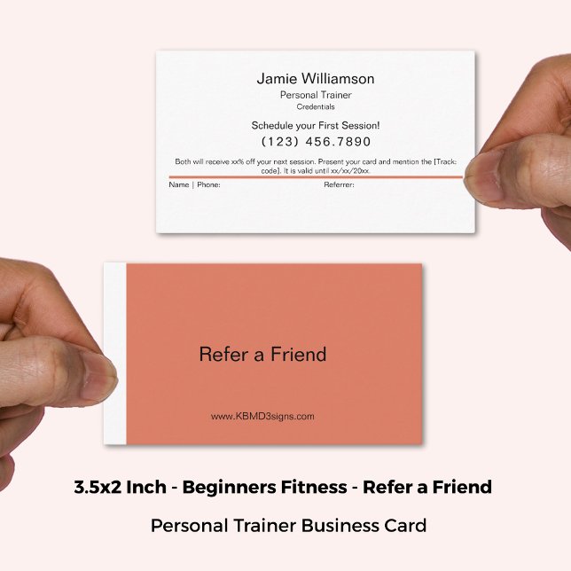 Cartão De Indicação Simples Consultar um Amigo Queimado Laranja e Bran (3.5x2 Inch, Simple Refer a Friend Burnt Orange & White Referral Card)