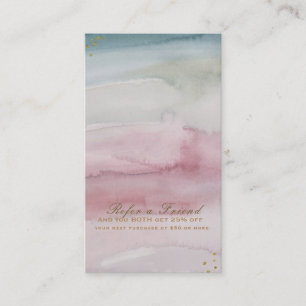 Cartão De Indicação Sonho Glam Moderno Aquarela Dourada Indique um Ami