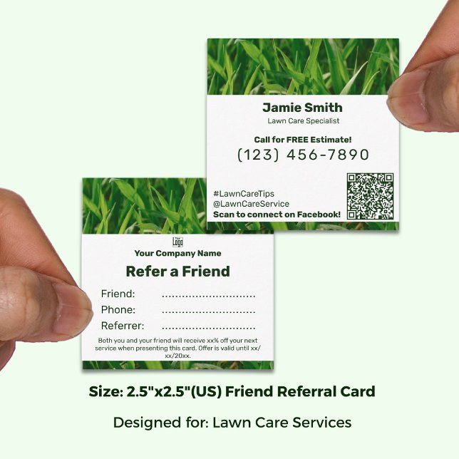 Cartão De Indicação Square Business Promo - Lawn Care Friend (Square Business Promo - Lawn Care Friend Referral Card; Size: 2.5 x 2.5 Inch)