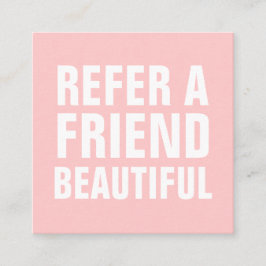 Cartão De Indicação Tendência minimalista refere um amigo pastel rosa