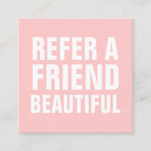 Cartão De Indicação Tendência minimalista refere um amigo pastel rosa