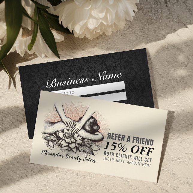 Cartão De Indicação Terapêutica de Massagem Terapia Mãos Energia Spa B (Criador carregado)