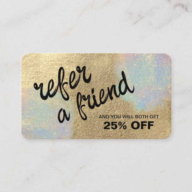 Cartão De Indicação Textura Luminosa Dourada E Iridescente (Frente)