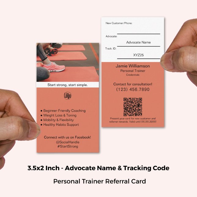 Cartão De Indicação Transforme Clientes Iniciantes Da Malhação Leal Em (3.5x2 Inch, Turn Loyal Fitness Beginner Clients Into Advocates Referral Card)