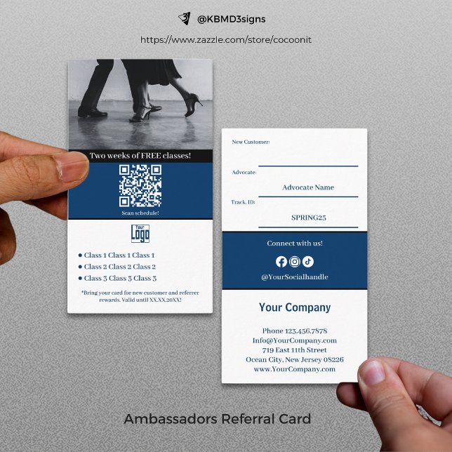 Cartão De Indicação Transforme clientes leais em embaixadores azuis e  (Turn Loyal Customers into Ambassadors Blue & White Referral Card)