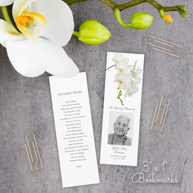 Cartão de Indicador de Fotografia Simples de Oraçã (Simple 3" x 1" MINI funeral memorial prayer photo Bookmarks)