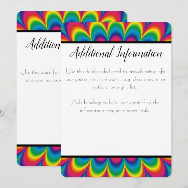 Cartão de Informação Adicional Psycodélico Tie Dye (Frente/Verso)