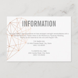 cartão de informação anexo   coração em Rose Gold