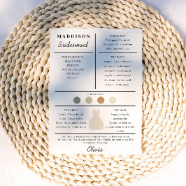 Cartão de Informação Bridesmaid