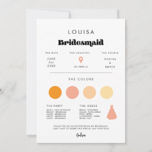 Cartão de informação Bridesmaid do Script Retroati