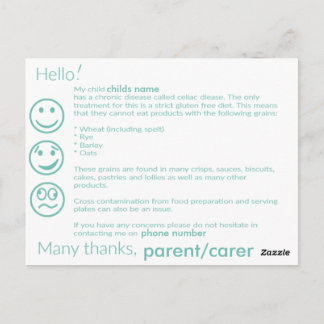 Cartão de informação Celiac
